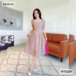 Đầm xẻ tà xếp ly eo bemine mt5269hong