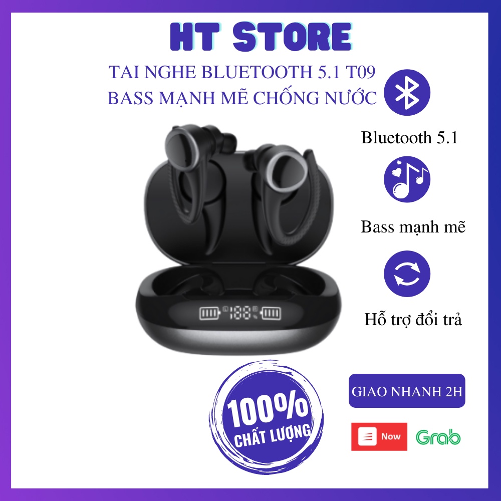 Tai Nghe Bluetooth 5.1 Không Dây T09 Thể Thao Chơi Game Chất Lượng Âm Thanh Nổi