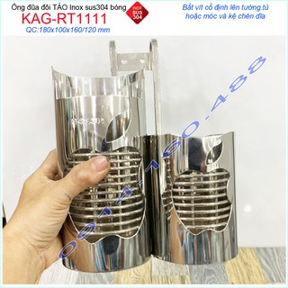 Ống đũa đôi KAG-RT1111, ống đũa đôi hình quả táo Inox dập khuôn cao cấp SUS304 sáng bóng sử dụng vĩnh viễn