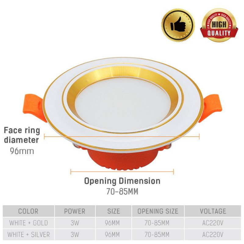 Đèn led âm trần 3W chóa nhôm CNC siêu đẹp, siêu sáng, siêu bền BẢO HÀNH 1 NĂM