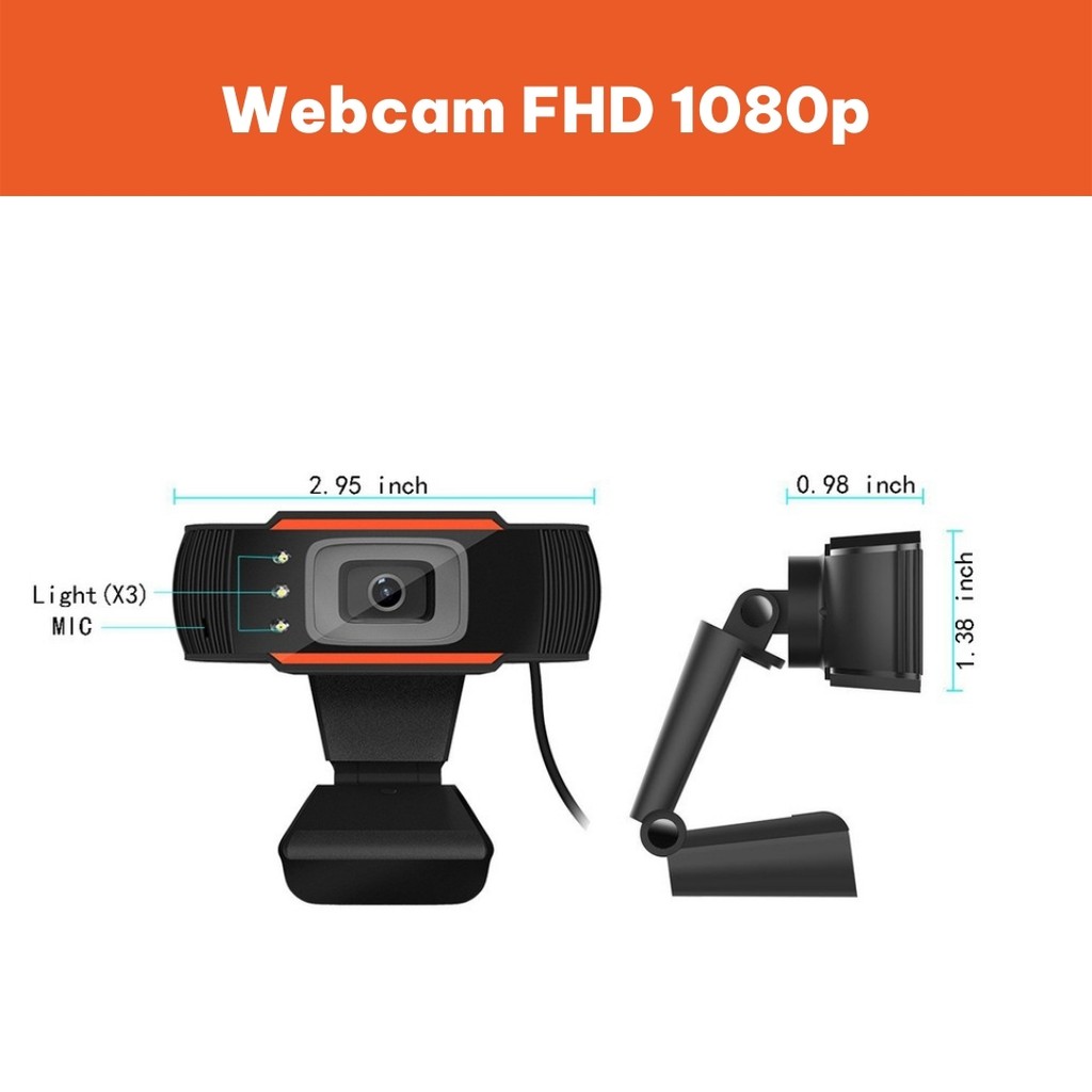 Webcam Kẹp Máy Tính Có Mic Full HD 1080p-USB Học Online Zoom Meeting