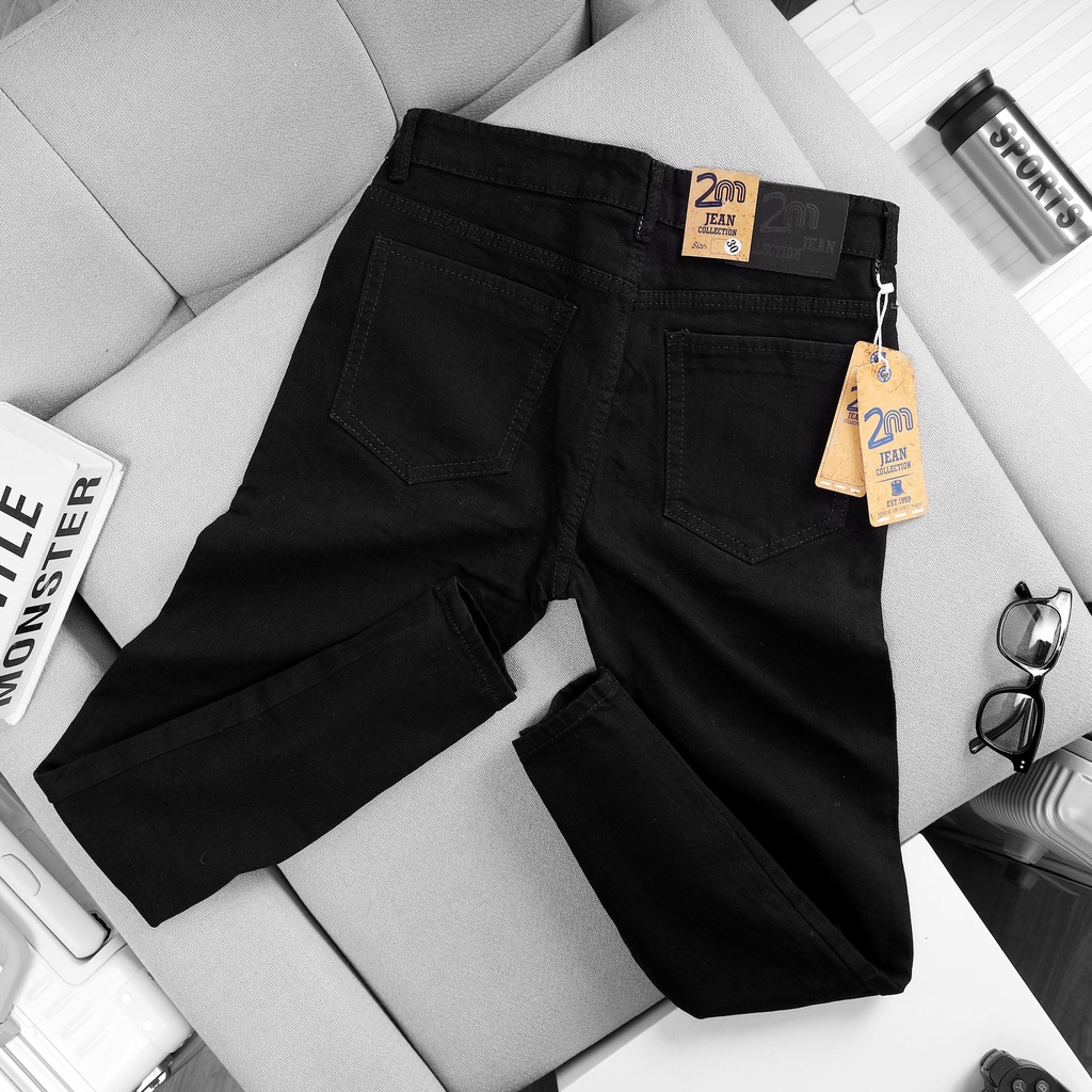 Quần Jean Nam Đen Rách Gối  In Chữ Cực Chất Phong Cách Thời Trang Trẻ Chất Jean Hàn Co Dãn 4 Chiều Cao Cấp HOT