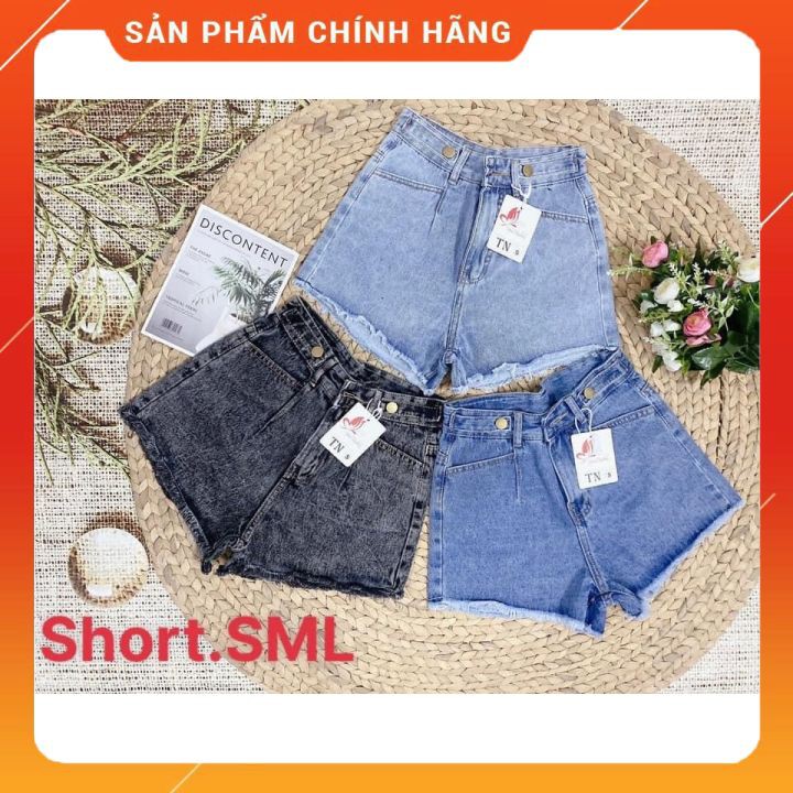 Quần sooc nữ jean hoạ tiết, Quần short nữ cạp cao ôm dáng nâng mông quyến rũ