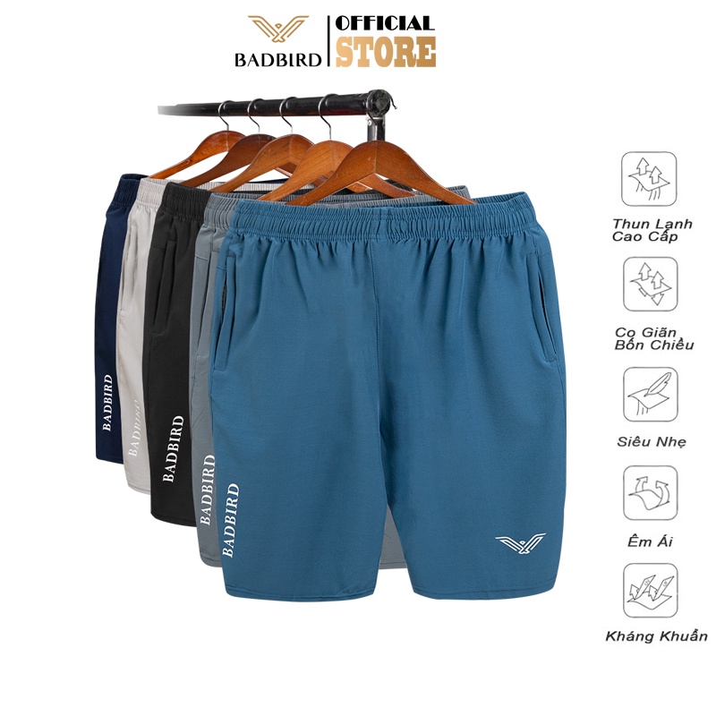 [NEW] Quần đùi nam thể thao BADBIRD, Chất vải gió cao cấp, nhẹ, co giãn, mềm mại, mát mẻ, êm ái Thương hiệu Việt