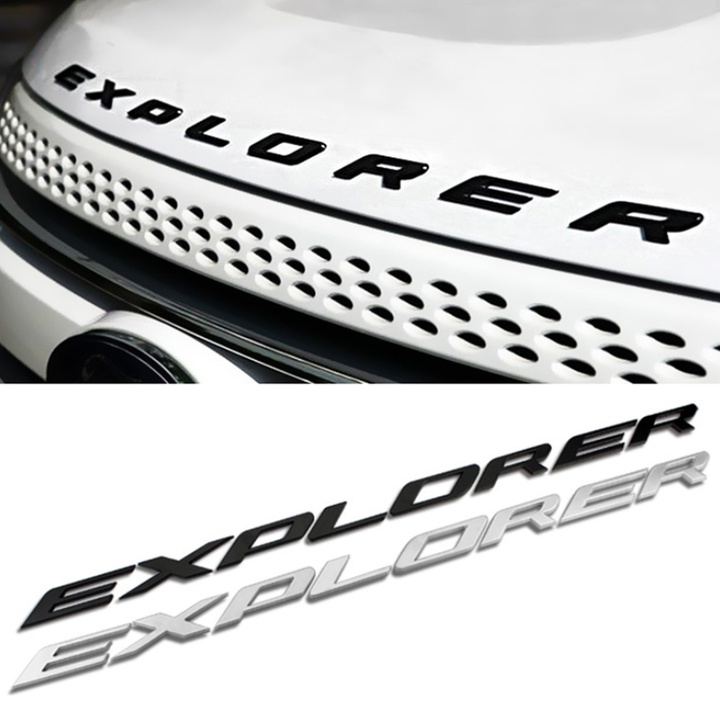 Decal tem chữ EXPLORER 3D inox dán trang trí ô tô G40609