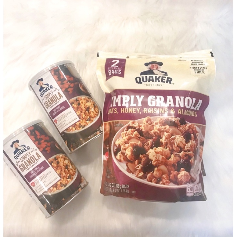 [HÀNG MỸ] Ngũ cốc Quaker Granola hũ 500gram/bịch 987gram.