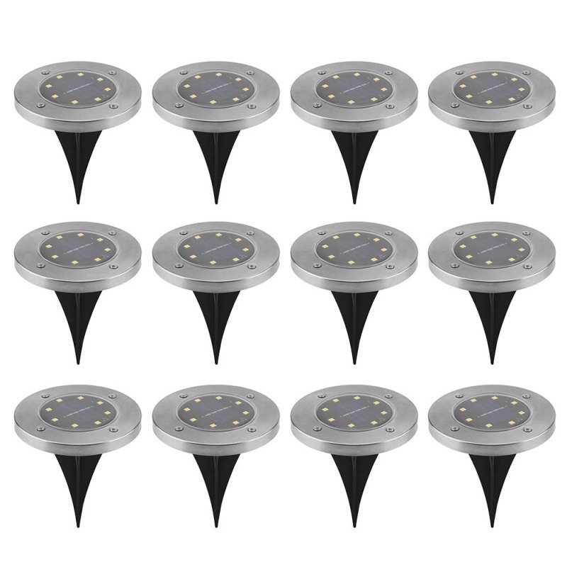 Set 12 Đèn LED Âm Tường 8 Bóng Sử Dụng Năng Lượng Mặt Trời