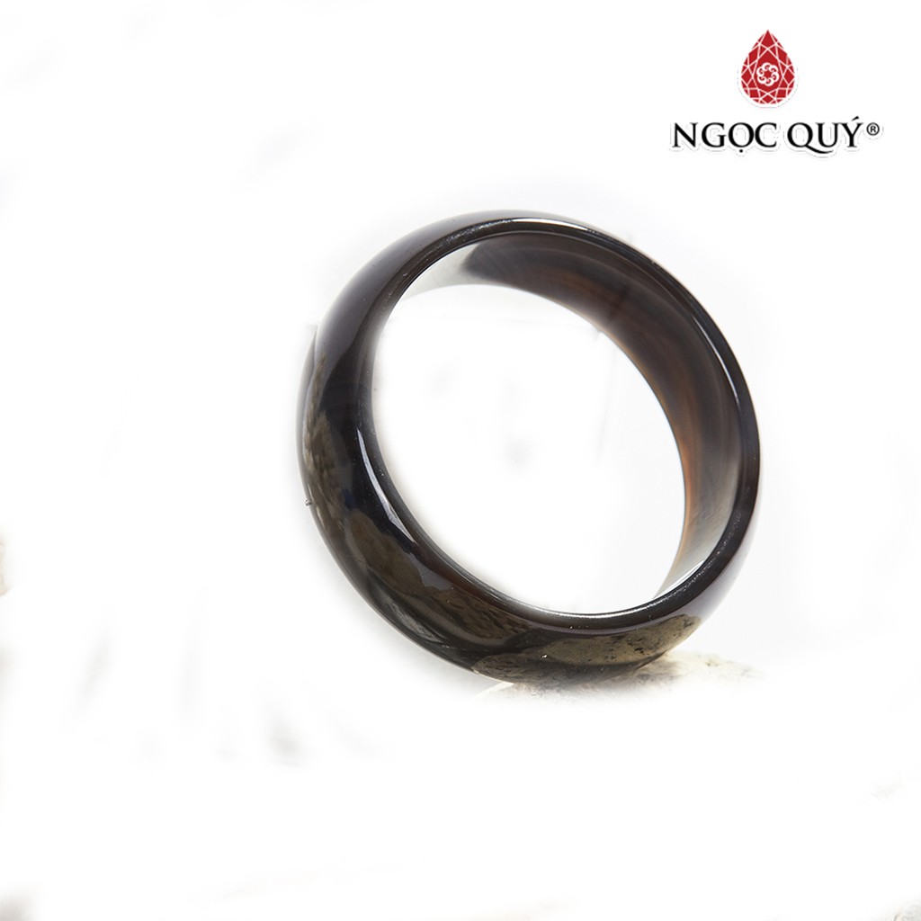 Vòng tay mã não đen bản hẹ 20mm - Ngọc Quý