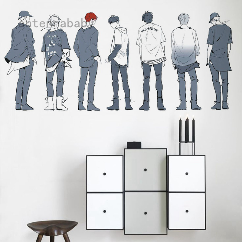 KPOP Sticker Dán Tường Hình Các Thành Viên Nhóm Nhạc Bts