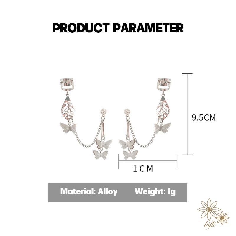 🌸Khuyên kẹp tai thiết kế hình cánh bướm/ nơ/ ngôi sao kiểu chuỗi dài phối tua đính pha lê thanh lịch thời trang cho nữ
