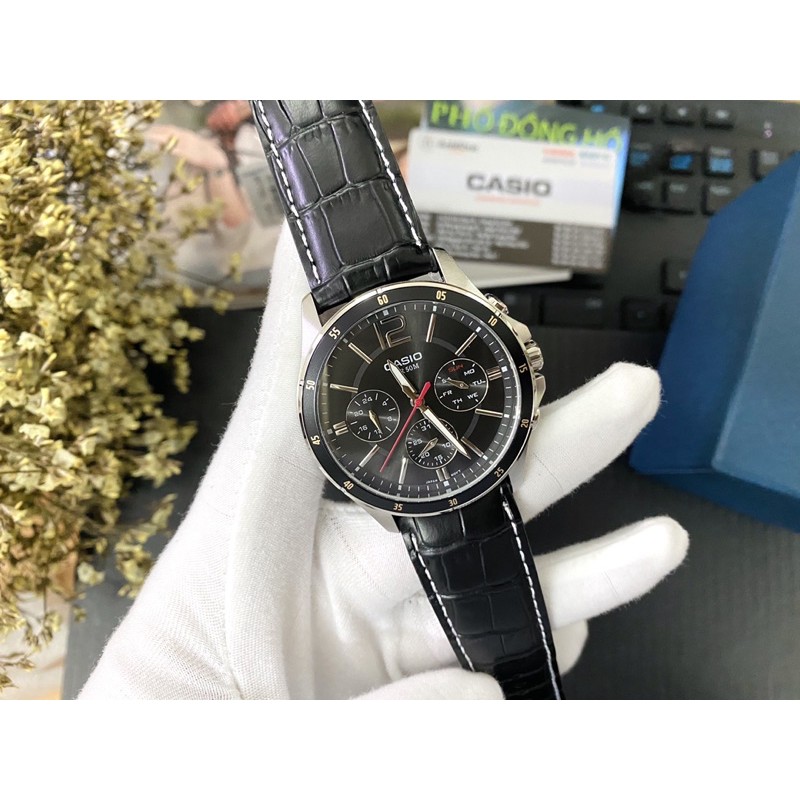 Đồng hồ nam dây da Casio chính hãng Anh Khuê MTP-1374L-1AVDF
