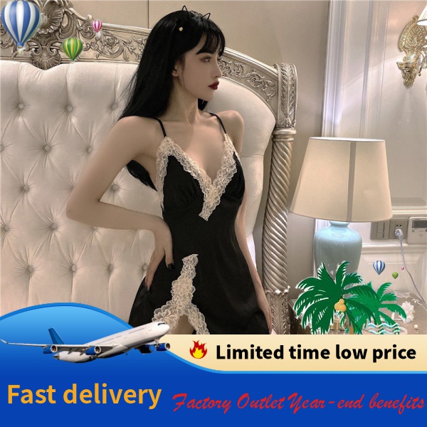 Đầm Ngủ Hai Dây Bằng Lụa Mát Phối Ren Gợi Cảm Thời Trang Mùa Thu Dành Cho Bạn Nữ 2021 f7P9- & -