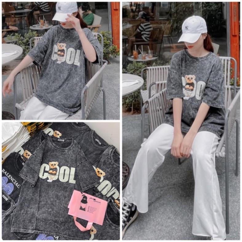[XẢ KHO] Áo Thun Loang Cotton Gấu Cool Ulzzang Unisex Nam Nữ Mặc Freesize Form Rộng(Hàng Sẵn)