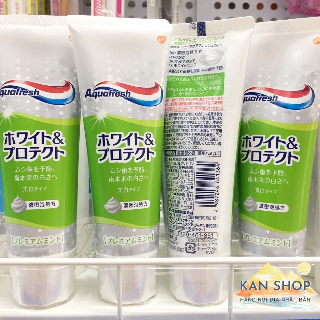 Kem đánh răng làm trắng cao cấp Aquafresh 140g mẫu mới nhất | Hàng nội địa Nhật | Kan shop hàng Nhật