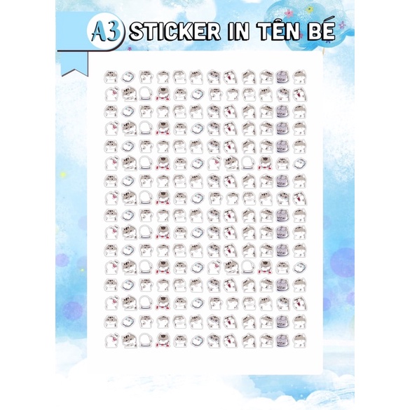 Sticker Hàn Mèo Ami dán bình sữa chống nước chịu nhiệt tia UV