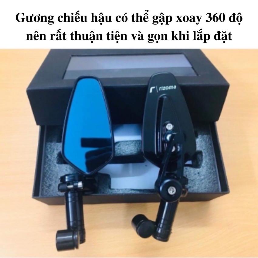 Gương gù xe máy gắn chân kính có thể xoay gập 360 độ phù hợp láp mọi loại xe, có ôc và lục giác đi kèm