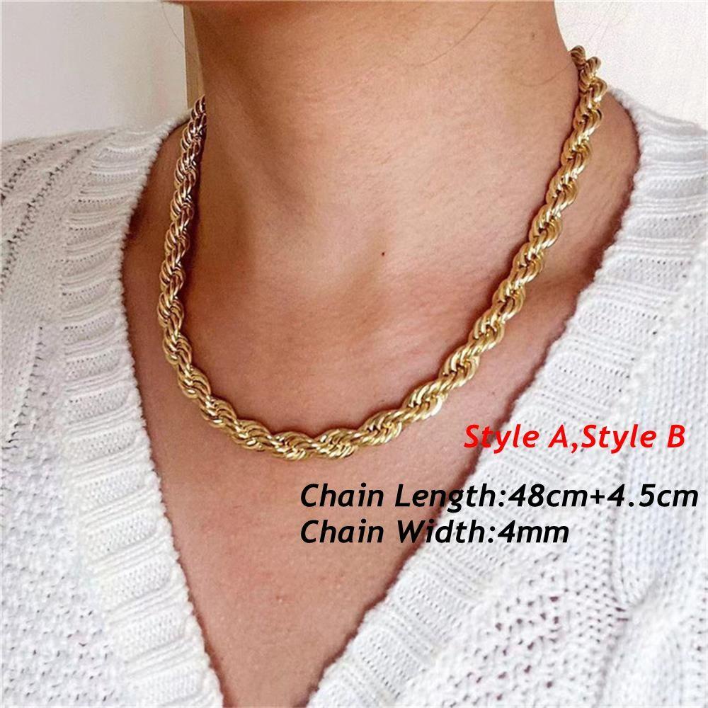 Vòng cổ Dạng Xoắn Bằng Thép Không Gỉ Cho Nam &amp; Nữ