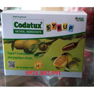 (hộp 30 gói) codatux syrup hỗ trợ ho,long đờm