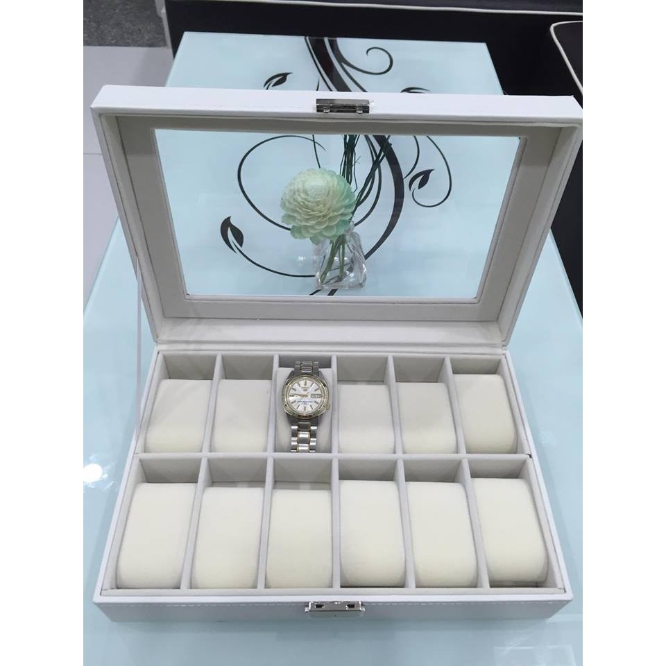Hộp đựng đồng hồ 12 chiếc - màu trắng