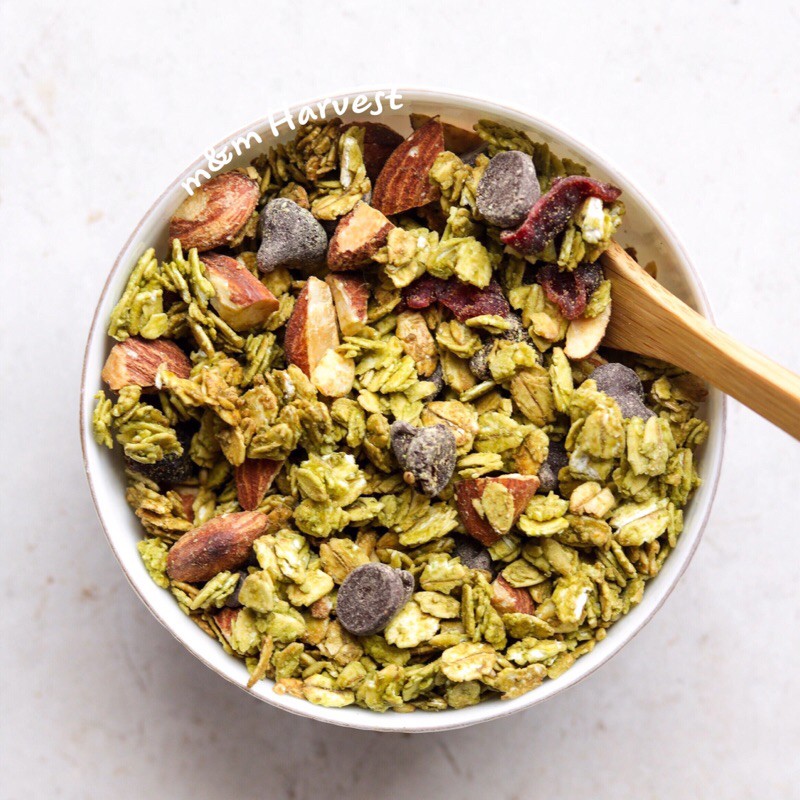 GRANOLA 90% quả hạt vị Matcha Nhật Bản ĂN KIÊNG, KHÔNG ĐƯỜNG 500g
