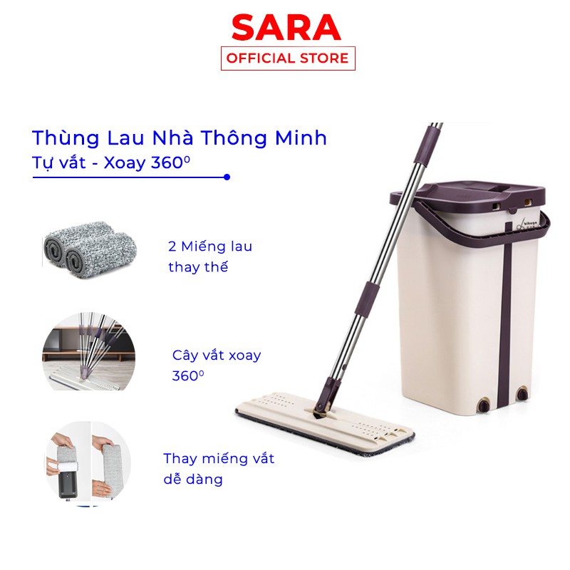 Thùng lau nhà thông Minh Tự Vắt Cây Lau 360 độ Shopsara