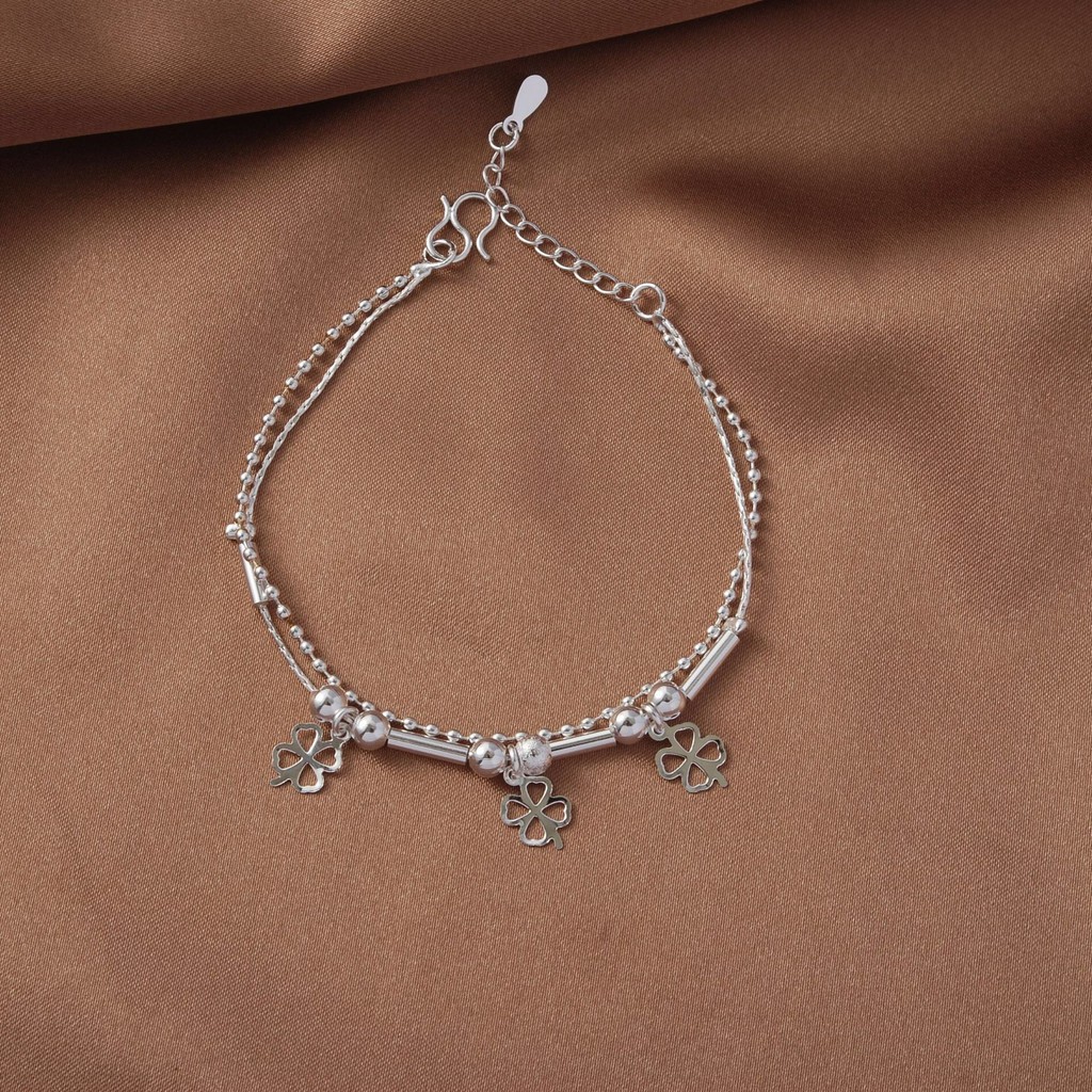 Lắc tay màu bạc mặt hình cỏ bốn lá xinh xắn_AH3 | BigBuy360 - bigbuy360.vn