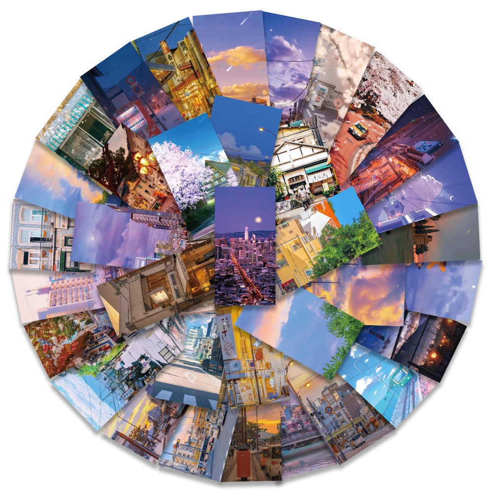 Set 55 Miếng Dán Hình Phong Cảnh Kiểu Âu Mỹ Chống Thấm Nước