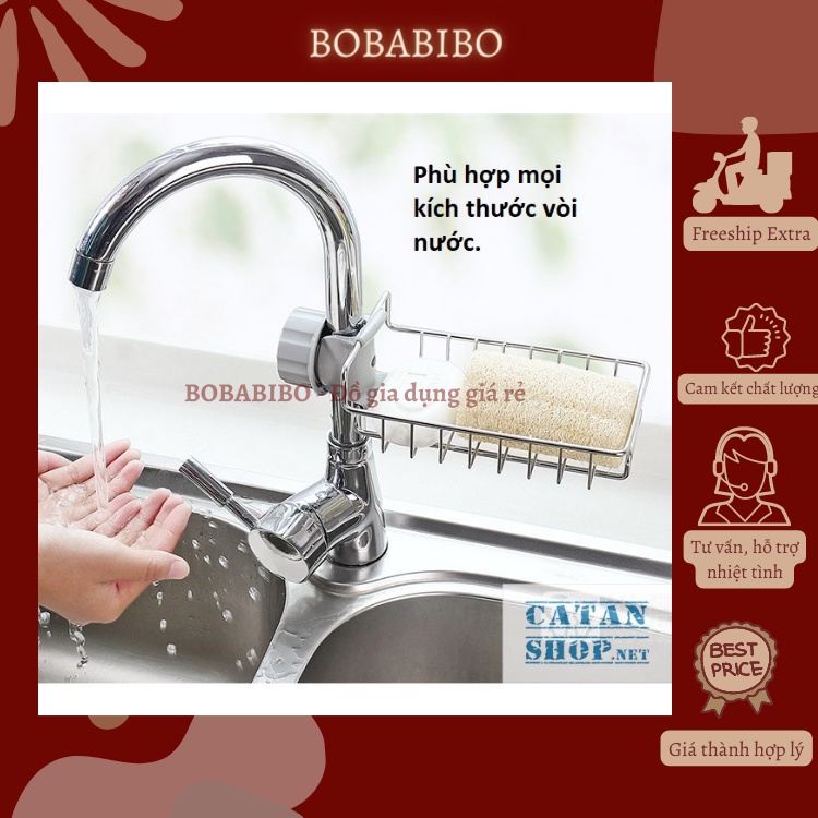 Giỏ, Kệ Inox Không Rỉ Treo Bồn Rửa Bát Đựng Miếng Rửa Bát Dễ Dàng Tháo Lắp, Di Chuyển, Vệ Sinh Tiện Lợi Bobabibo