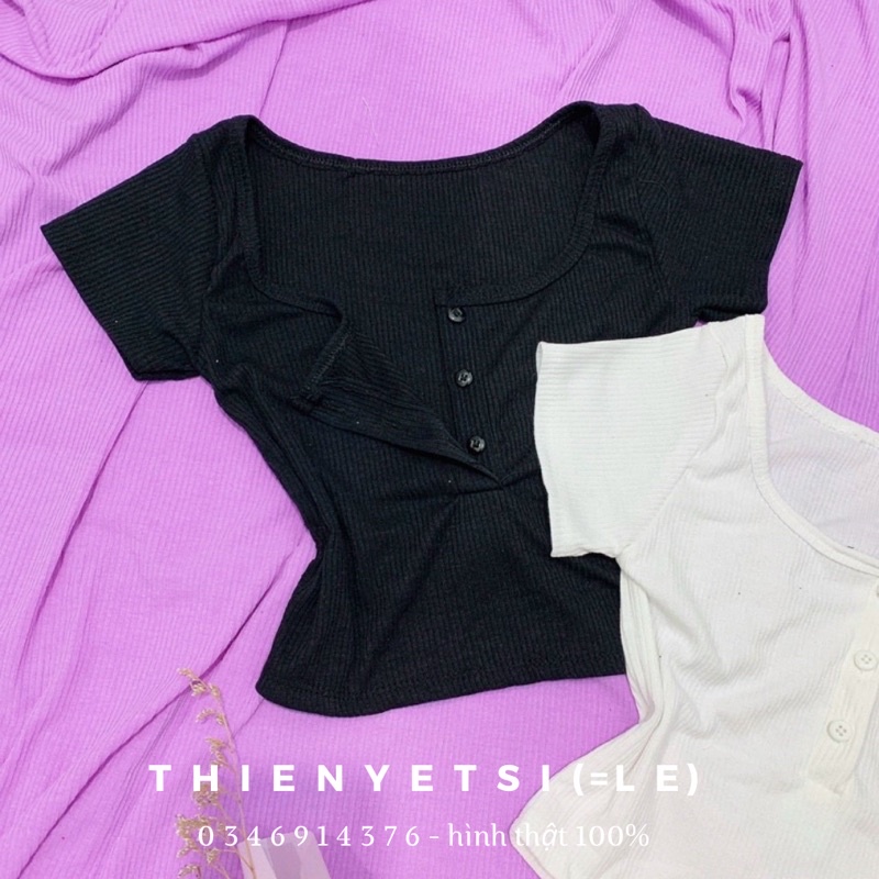 ÁO KIỂU CROPTOP TAY NGẮN GÀI NÚT