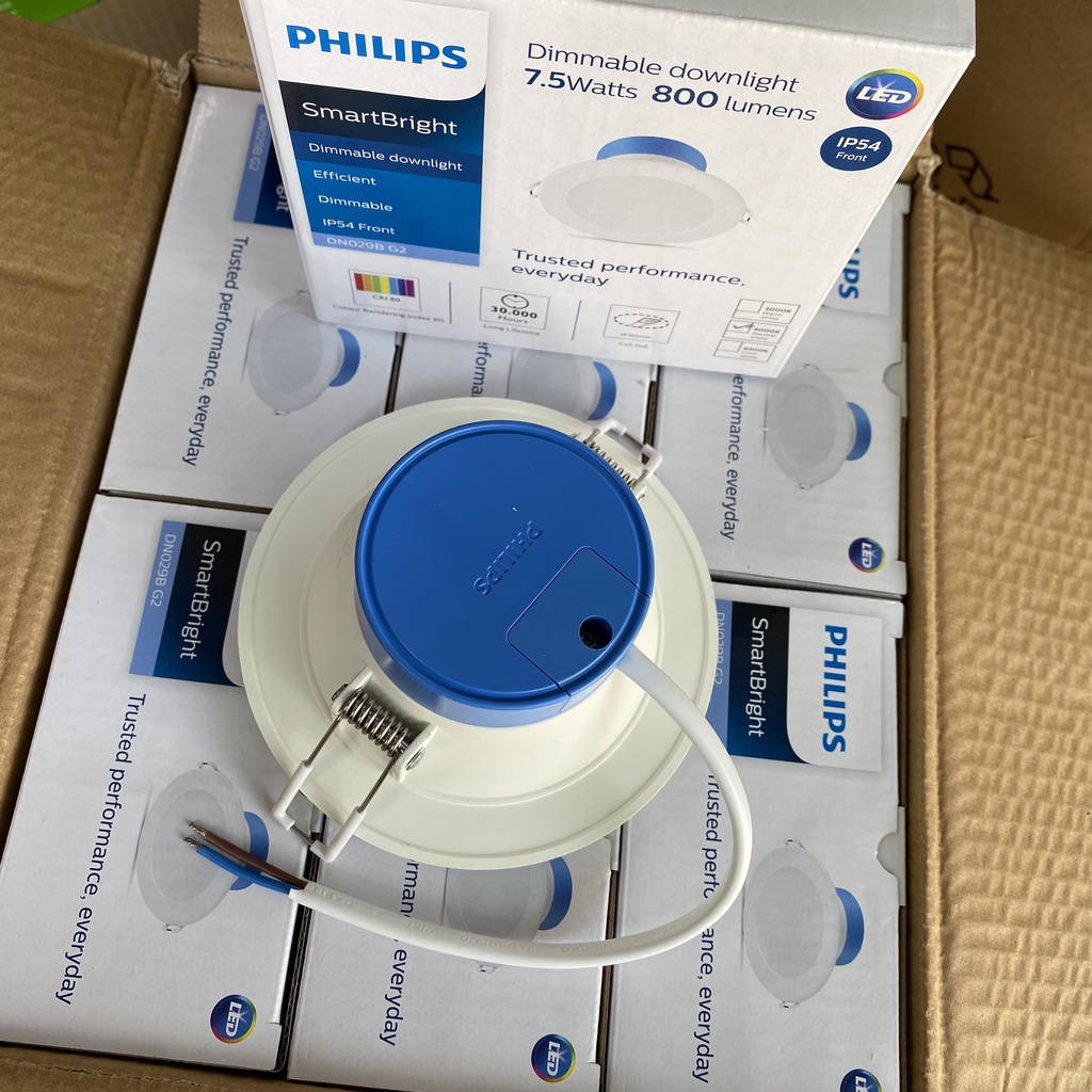 CHÍNH HÃNG - Đèn LED âm trần DN029B G2 LED8 Philips 7,5W  4000K Lỗ khoét trần 90mm Chống ẩm IP54 Tích hợp Dimming