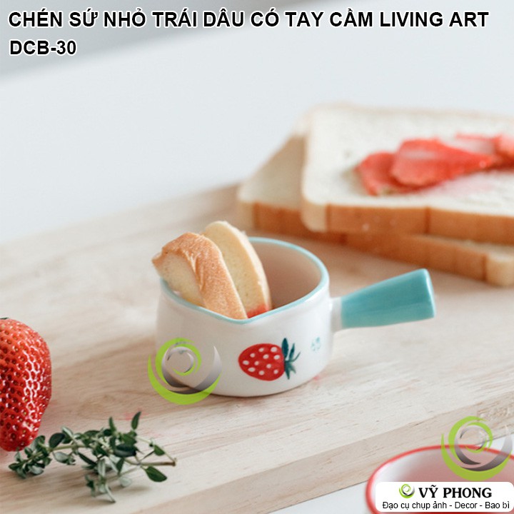 CHÉN SỨ NHỎ HÌNH TRÁI DÂU DỄ THƯƠNG CÓ TAY CẦM LIVING ART TRANG TRÍ BẾP CHỤP HÌNH ĐẠO CỤ CHỤP ẢNH SẢN PHẨM INS DCB-30