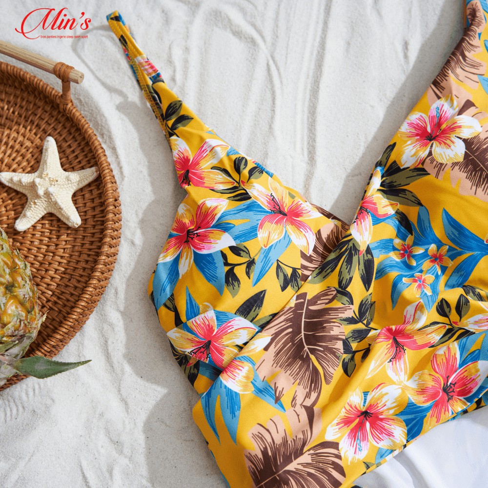 Bộ Đồ Bơi 1 Mảnh Body Họa Tiết Hoa Lá Tropical Nền Vàng, Có Đệm Ngực B028 MIN | BigBuy360 - bigbuy360.vn
