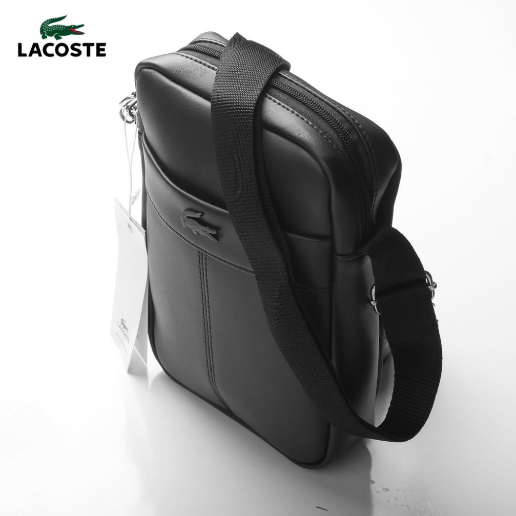 TÚI ĐEO CHÉO NAM MINI lACOSTE 2021 MÀU ĐEN SANG TRỌNG ĐỰNG ĐIỆN THOẠI, CHẤT VẢI DA SI CAO CẤP, CHỐNG THẤM ,chuẩn xịn