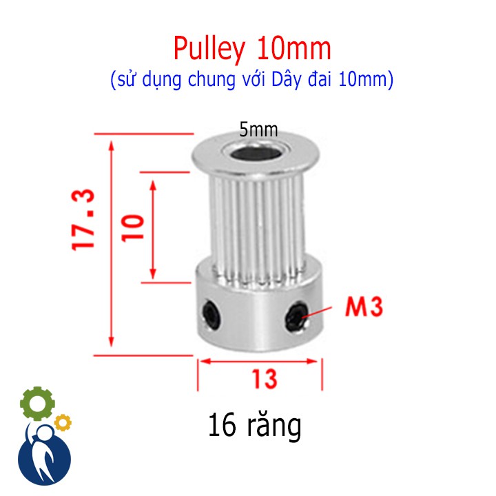 Pulley Trục 5mm - 16 Răng Đai 10