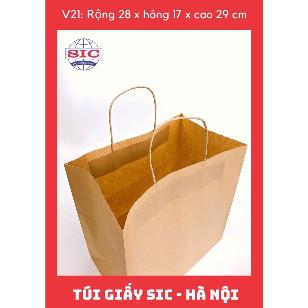 [SET 10 CHIẾC] TÚI GIẤY KRAFT V21: 28x17x29cm CÓ QUAI ( ẢNH THẬT)