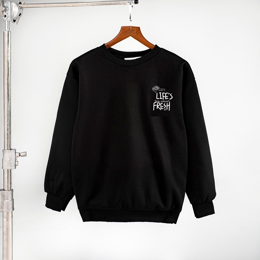 Áo dài tay trơn NỈ BÔNG Unisex Monster X Street LIFE FRESH Sweater Ulzzang cặp đôi nam nữ form rộng oversize Hàn Quốc
