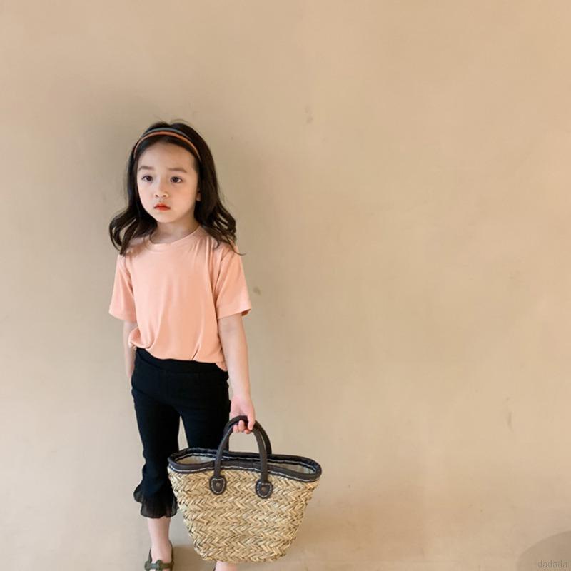 Quần dài ống loe viền ren eo co giãn cho bé gái 3-8 tuổI