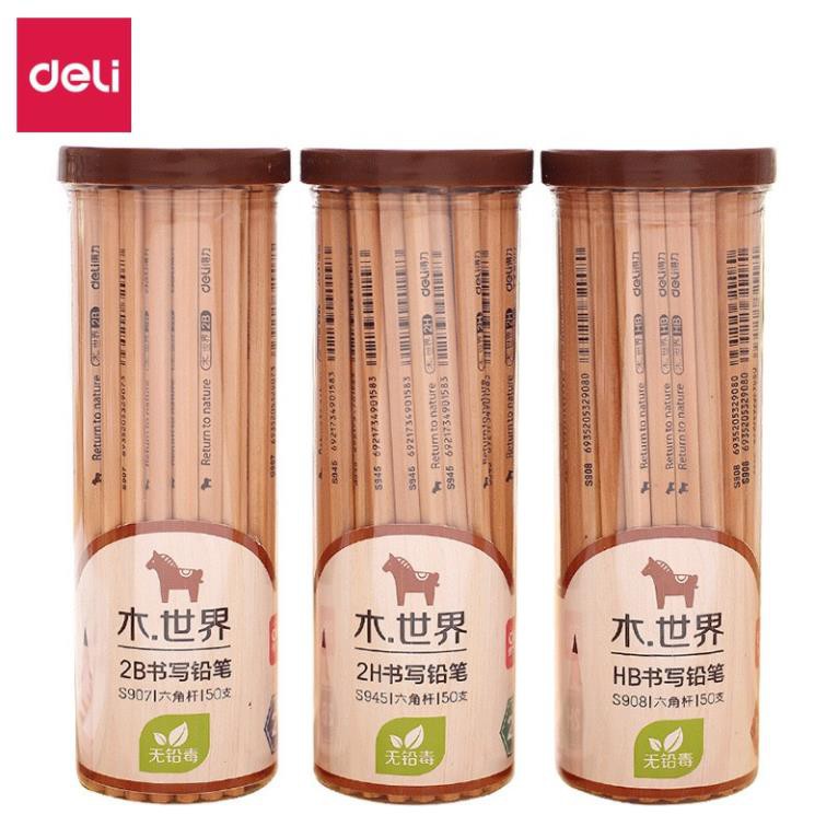 [XẢ KHO+FREE SHIP] Hộp 50 Bút Chì Deli Gỗ Cao Cấp Hàng Sịn 2B