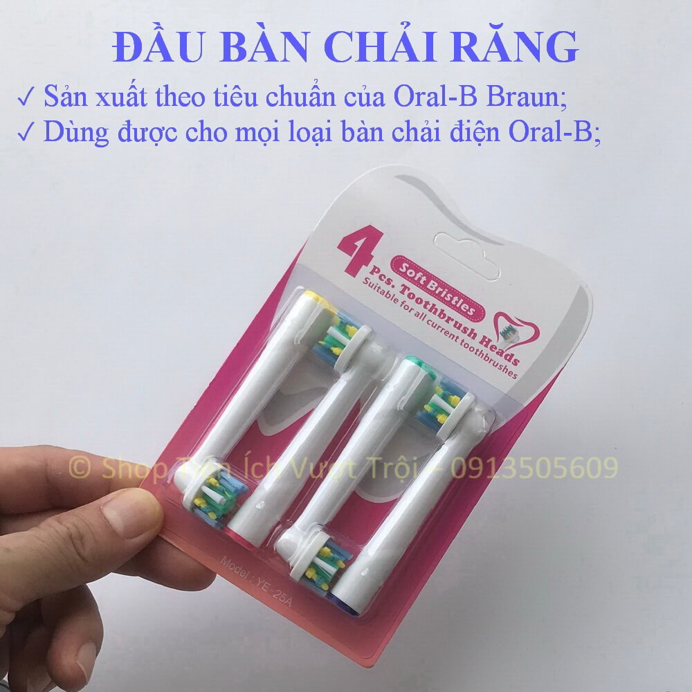 Bộ 4 đầu bàn chải răng dùng cho máy Oral-B Braun, bàn chải điện thay thế YE-Tiện Ích Vượt Trội