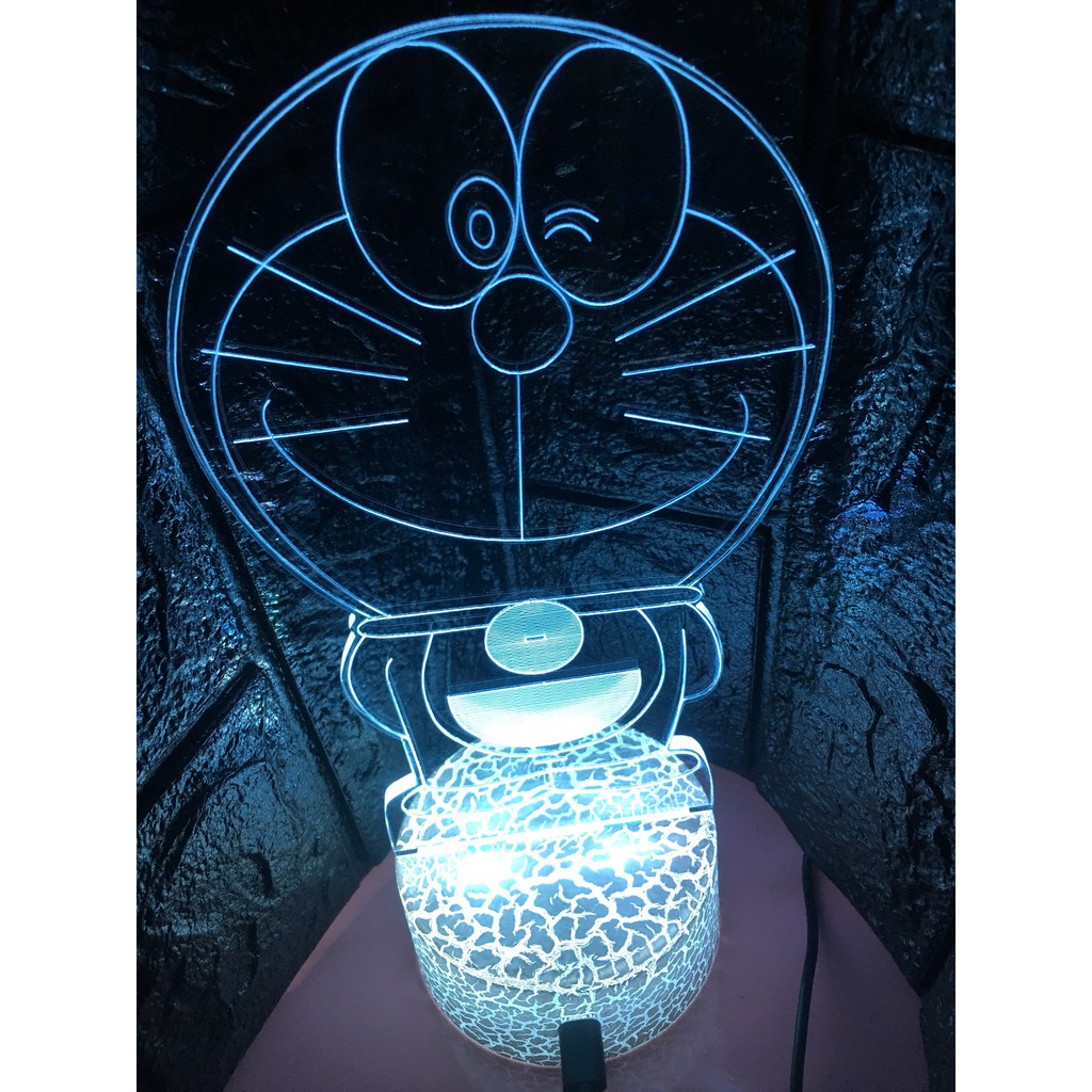 Đèn 3D doraemon đổi 16 chế độ phát sáng mica có đế quà tặng trang trí