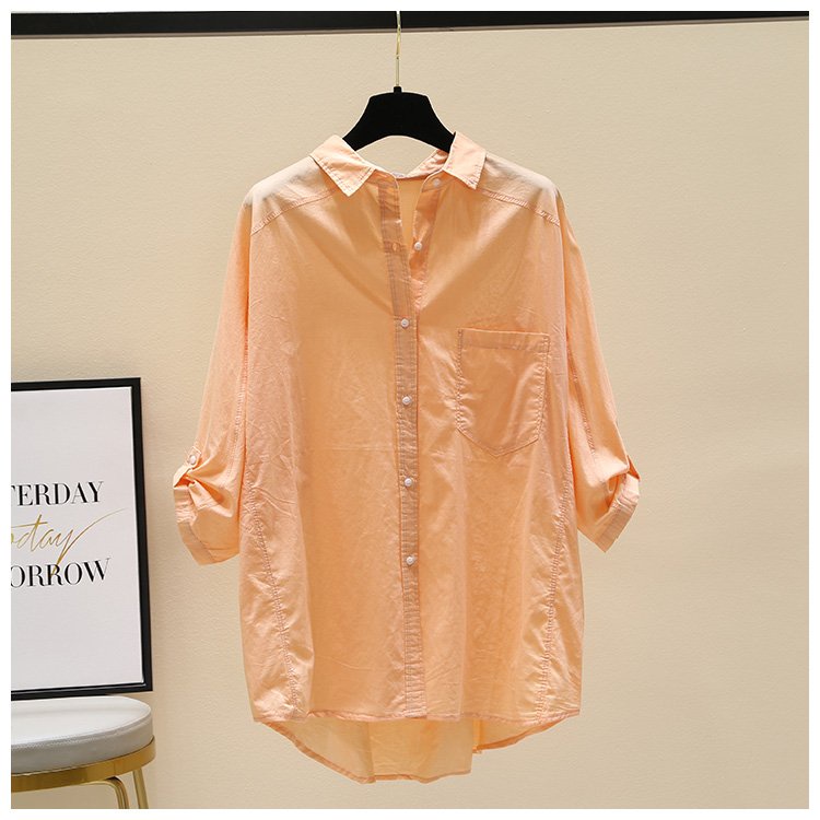 Áo sơ mi tay lỡ đuôi tôm, dáng rộng vải Thô Hàn mặc chùm mông trẻ trung năng động | BigBuy360 - bigbuy360.vn