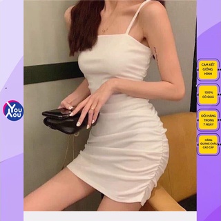 Váy đầm body 2 dây dúm eo YOUYOU có dây điều chỉnh