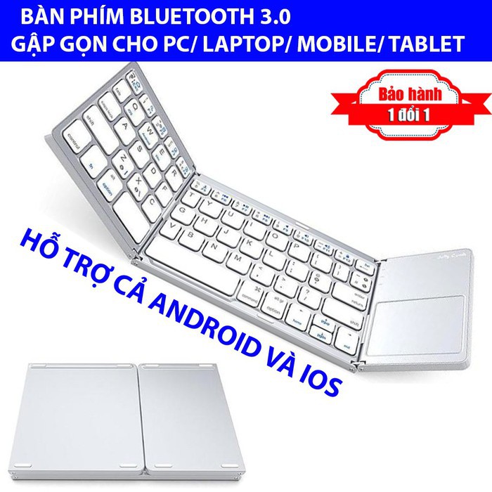 Bàn Phím Không Dây Bluetooth 3.0 Gấp 3 Rút Gọn Cho Điện Thoại Máy Tính Bảng Laptop Pc - Hỗ Trợ Cả Android Và Ios