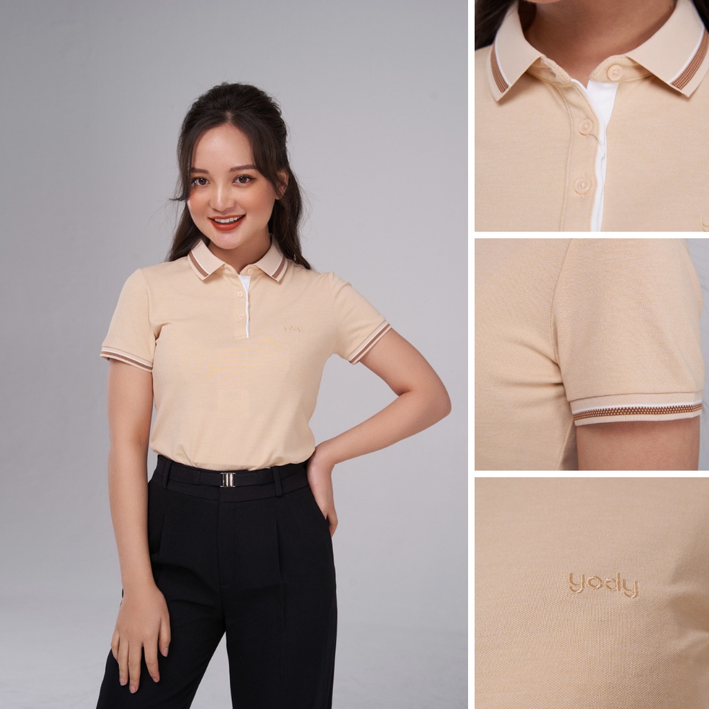 Áo polo nữ YODY phông tay ngắn, cổ bẻ chất vải cotton, chuẩn phom công sở, xuất xịn APN5340
