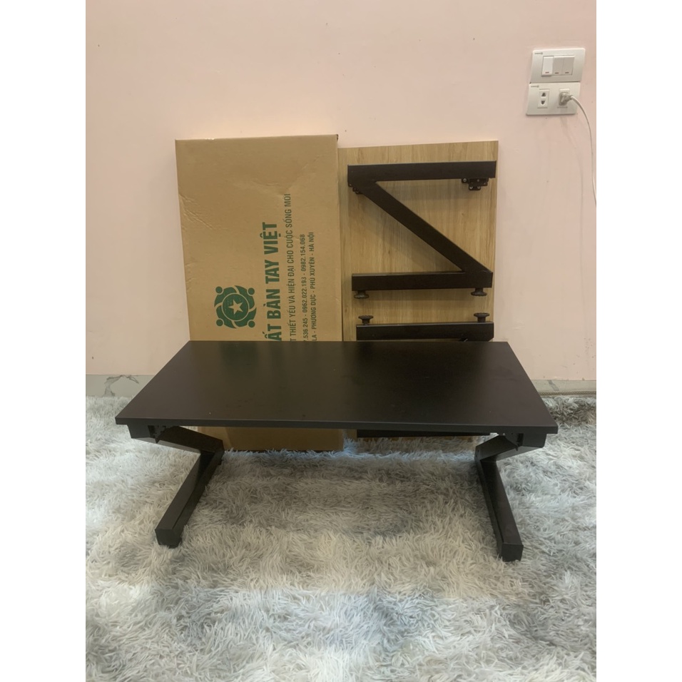 Bàn làm việc, bàn học chân sắt chữ Z gấp bệt   mặt MDF siêu sang