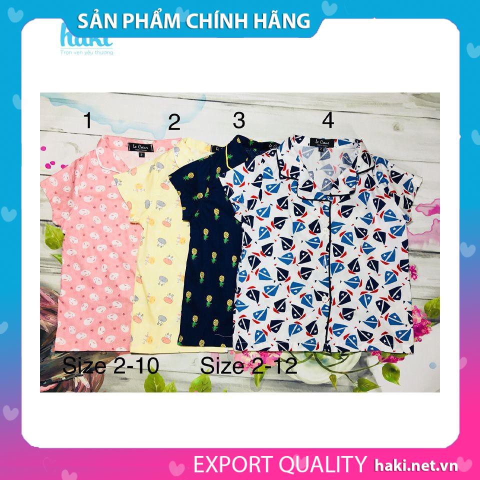 [Mã BMBAU50 giảm 7% tối đa 50K đơn 99K] Bộ Pijama cho bé gái vải thô hàn Haki (Xanh than)