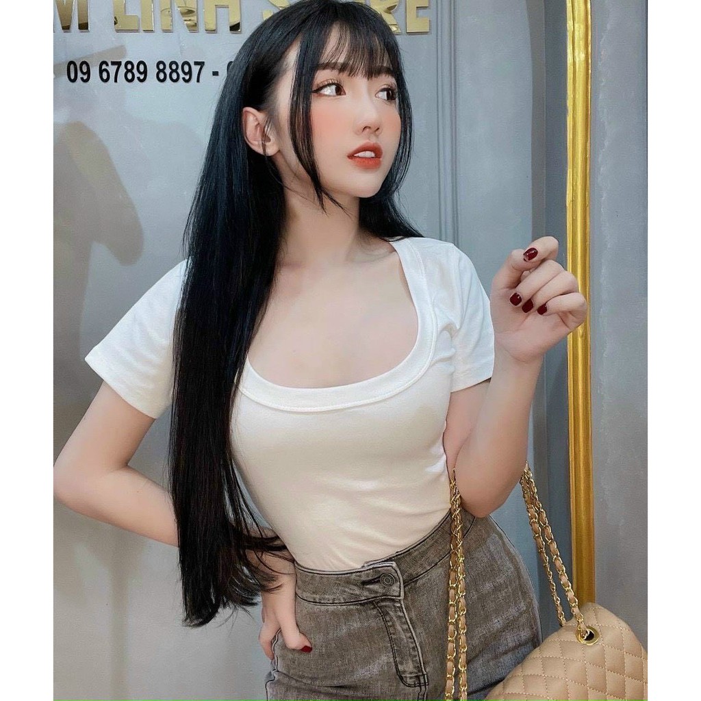 áo kiểu cổ tròn xinh chất bozip mềm hot hit thun mịn