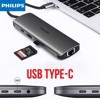 Cáp Type C -&gt; 3 USB 3.0 +HDMI 4K + Lan RJ45 + Thẻ nhớ micro SD/TF + thẻ nhớ SD Philips DLK 5518C/94 , Chuyển Type C 8in1