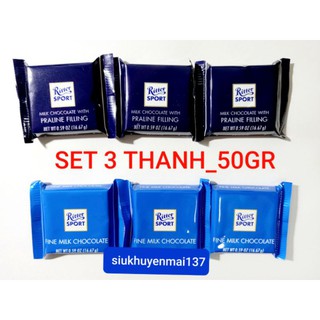 Set 50 gr /3 thanh 50gr socola ritter sport mini 2 vị,- đức