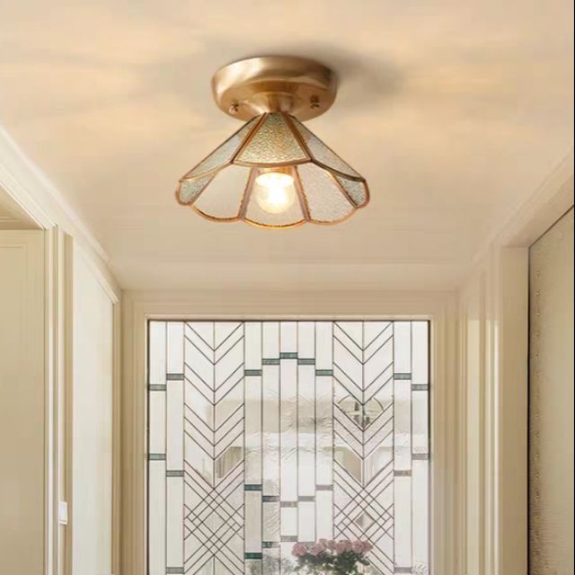 Đèn LED treo trần nhà bằng thủy tinh và đồng thời trang Châu Âu sang trọng